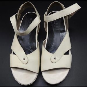 MARNI off white leather flat sling back sandals